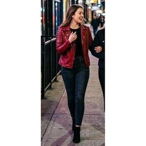 Whet Blu Womens Small Princess Asymmetrical Lambskin Leather Moto Jacket